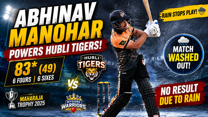 Abhinav Manohar Powers Hubli Tigers Before Rain Washes Out Maharaja Trophy Clash