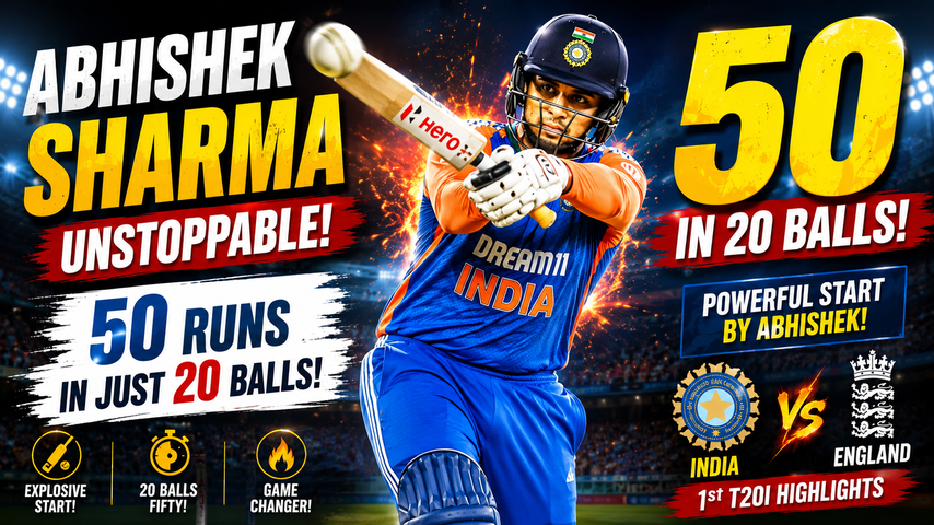Abhishek Sharma Smashes 50 in 20 Balls to Power India in 1st T20I vs England | IND vs ENG T20I