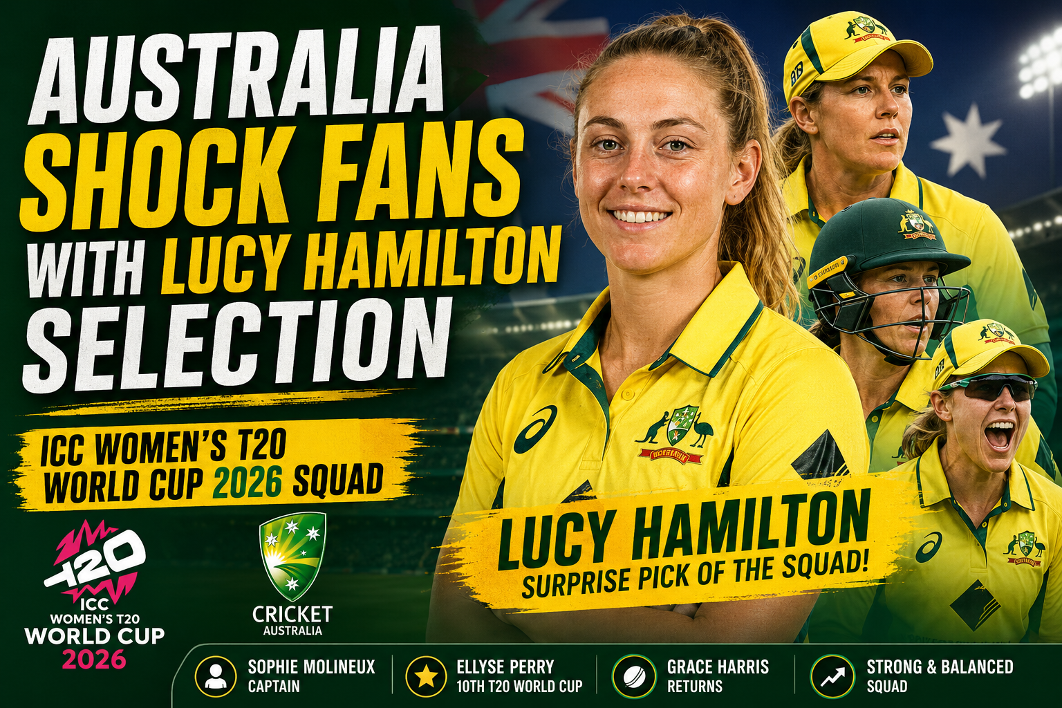 Australia Shock Fans With Lucy Hamilton Selection for ICC Women’s T20 World Cup 2026 Squad