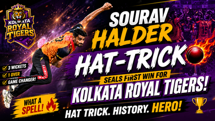 Bengal T20 League Sourav Halder Hat Trick Seals First Win for Kolkata Royal Tigers
