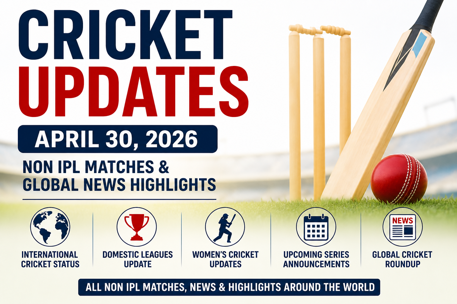 Cricket Updates April 30 2026 Non IPL Matches and Global Cricket News Highlights