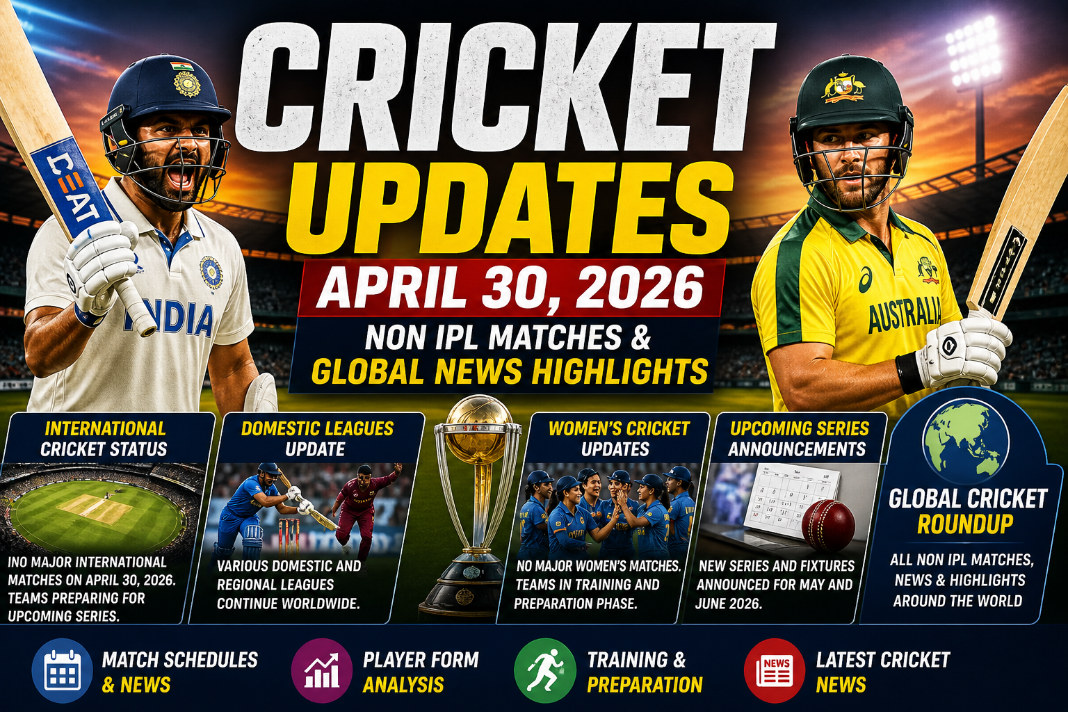 Cricket Updates April 30 2026 Non IPL Matches and Global Cricket News Highlights