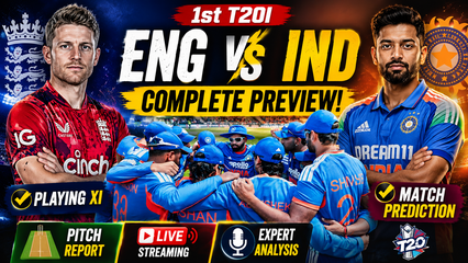 ENG vs IND 1st T20I | Playing XI Pitch Report Live Streaming and Match Prediction