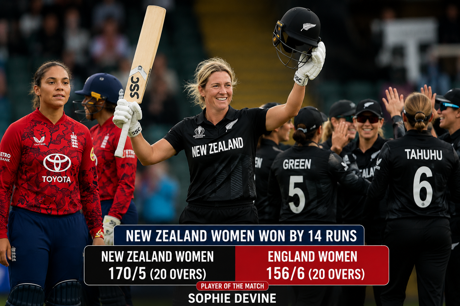 ENG-W vs NZ-W 2nd T20I Highlights: Sophie Devine Masterclass Powers New Zealand Women To Stunning 14-Run Victory Over England Women