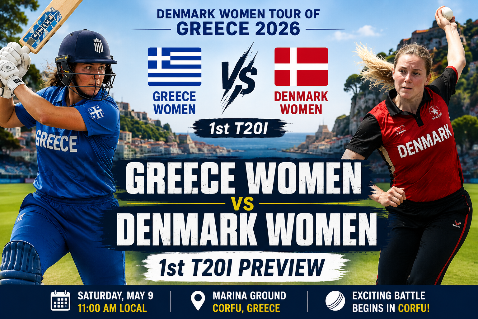 Greece Women vs Denmark Women 1st T20I Preview, Denmark Women Tour of Greece 2026 Begins in Corfu