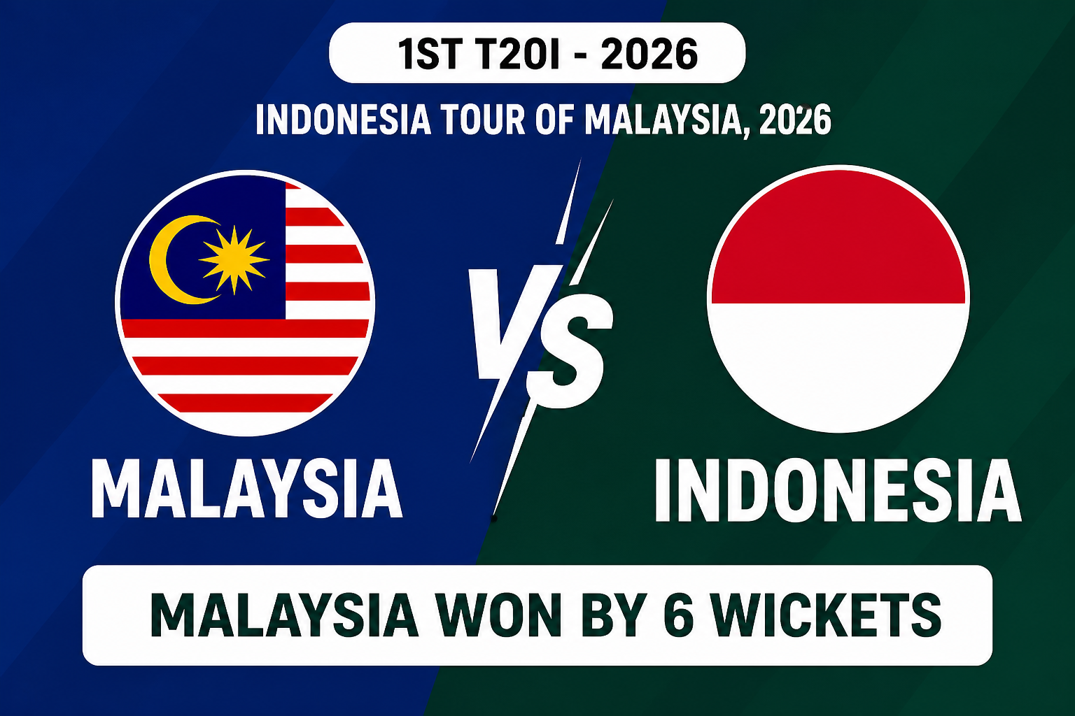 Malaysia vs Indonesia 1st T20I 2026 Match Result Malaysia Beat Indonesia By 6 Wickets Full Scorecard Highlights