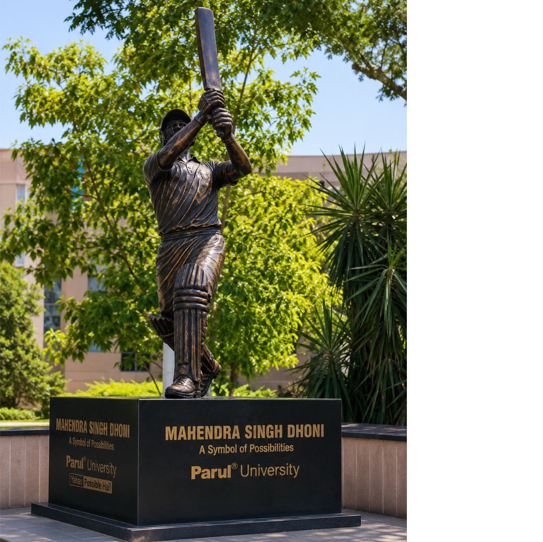 MS Dhoni Honoured With Grand Statue at Parul University – “A Symbol of Possibilities” Inspires Cricket Fans Worldwide