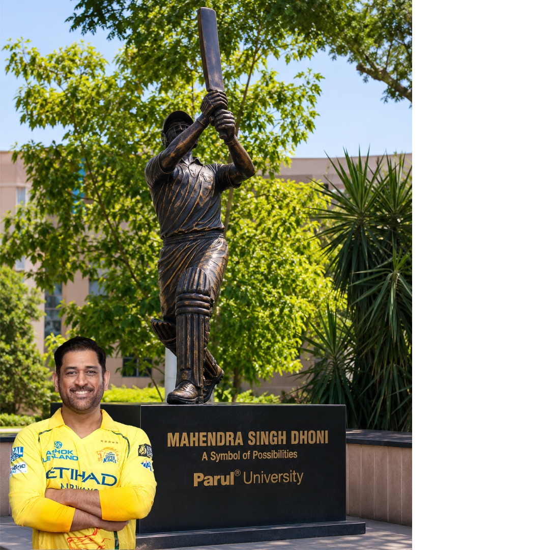 MS Dhoni Honoured With Grand Statue at Parul University – “A Symbol of Possibilities” Inspires Cricket Fans Worldwide