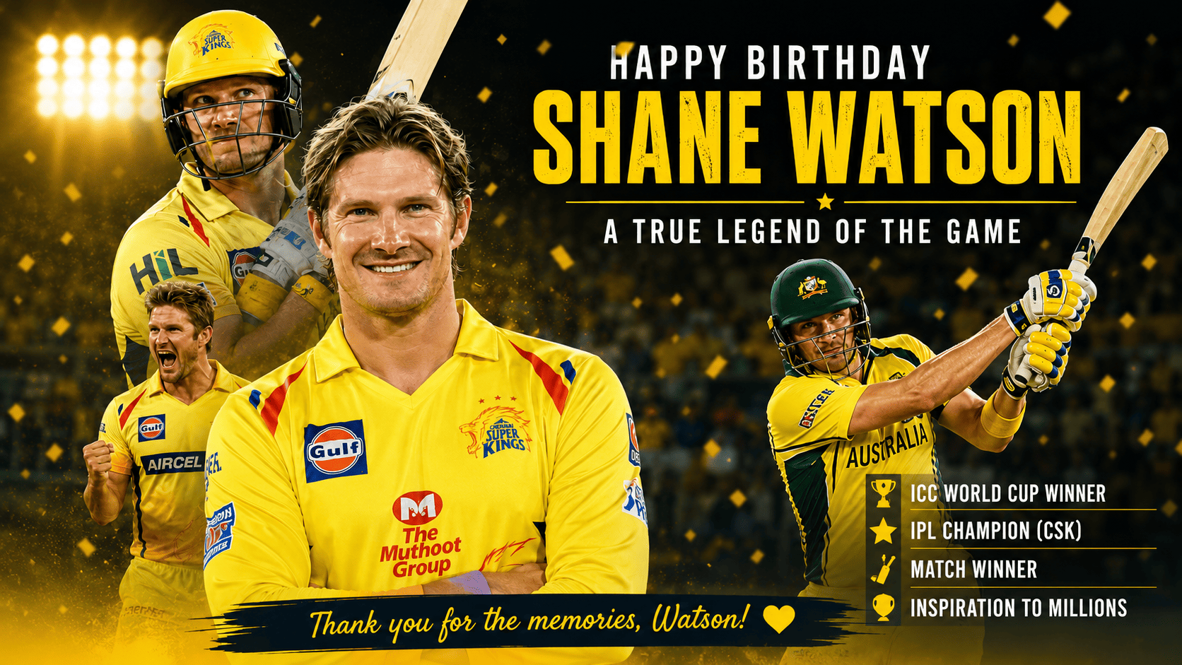 Shane Watson Birthday Special: Celebrating the Journey of a CSK Legend and Australian Cricket Icon