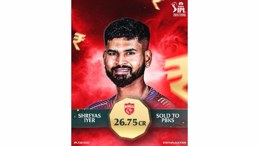 Shreyas Iyer Becomes Most Expensive IPL Player Ever, Sold to Punjab Kings for ₹26.75 Crore