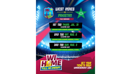 West Indies vs Pakistan Tickets – WI Home Full Ah Energy Series 2025